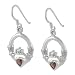 Sterling Silver Claddagh Design Earrings with Pink Heart Stone