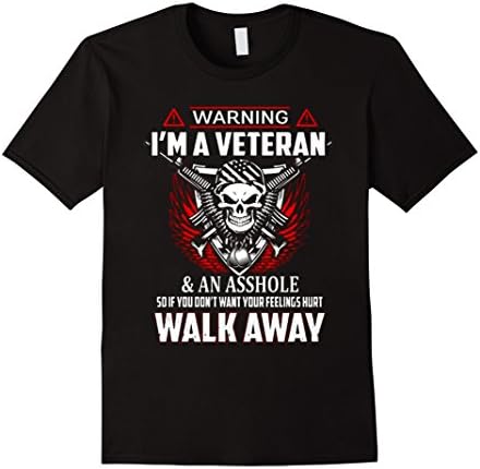 Men's Warning T- Shirt - I'm A Veteran &amp; An Asshole So If You ... 2XL Black