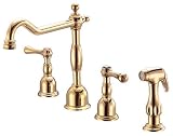 Danze Opulence Double-Handle Kitchen Faucet with Lever Handles and Spray, Polished Brass PVD #D414357PBV