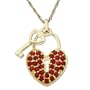 10k Yellow Gold Ruby Heart-Shaped Lock and Key with Diamond-Accent Pendant