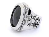 Ed Hardy Stainless Steel Love Kills Slowly Oval Black CZ Ring