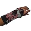flieder Stulpen Fleece / Jersey Stulpe Pulsw�rmer Armstulpe Filz gefilzt Blumen Blumenmuster weinrot creme grau Ranken