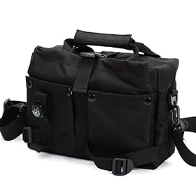 Pentax K-r SLR Professional Gadget Carrying Travel Case Medium Shoulder Body Bag - Black. Bonus Retractable Cleaning Brush and Carabina Hook! By EKATOMI