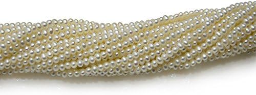 3-3.5mm Short Potato Freshwater Seed Pearl Strands in 16 inches for Jewelry Making Beads (White, Grade AA)