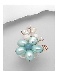 Light Blue (Dyed) Fresh Water Pearl Ring In White Base