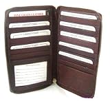 Genuine Leather Zippered Full Size Credit Card Wallet - 3 Colors to Choose from!, Brown