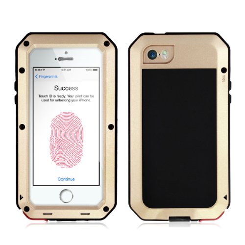 Alienwork Armour Extreme Case for iPhone SE/5/5S suitable for fingerprint Bumper Cover champagne gold Metal gold AP532-04