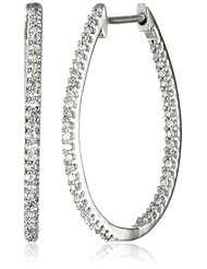 10K White Gold Diamond Oval Hoop Earrings (1/4 cttw, I-J Color, I2-I3 Clarity)
