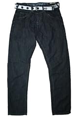 Crosshatch men's santa cruz straight leg rinse wash belt jean