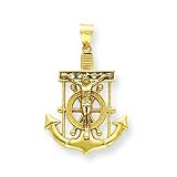 14k Two-tone Diamond-cut Mariner's Cross Pendant