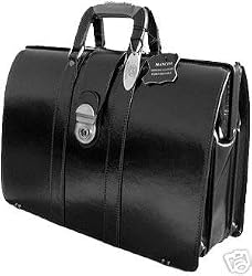 Black Mancini Leather Briefcase Lawyer/doctor Laptop
