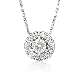 14k White Gold Circle Cluster Diamond Pendant Necklace (GH, SI-I, 0.26 carat)