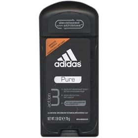 Adidas Action 3 Tech AntiPerspirant deodorant, "Pure" scent 2.8 Oz each (Pack of 3)
