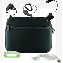 Black Luxmo Amazon Kindle DX Carrying Sleeve With Extra Pocket + Black Rapid Kindle DX Car Charger + Black Kindle DX Wall Charger + Amazon Kindle Data Cable + Black Ebook Reader LED Light + Live*Laugh*Love Wrist Band!!! (Kindle DX Not Included)