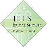 Baby Keepsake: Green Spring Bulb Design Diamond Shaped Personalized Thank You Tags - (Set of 36)