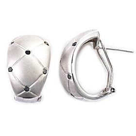 Sterling Silver 1/4 cttw Black Diamond Etched Matte Earrings