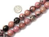 14mm round gemstone Rhodonite beads strand 15