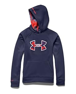 Under Armour Youth Boys Fleece Storm Big Logo Hoody, Blue Knight/Bolt Orange, Medium