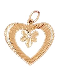 Dazzlers Solid 14k Gold Heart Charm Pendant Available in three colors from jewelsberry (weights: 1.4 grams only)