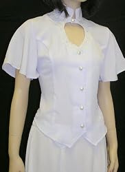 Heart Neck Short Sleeve Bridal Blouse, White