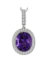 3.63 Ct Natural Oval Purple Amethyst 925 Sterling Silver Pendant With 18" Chain