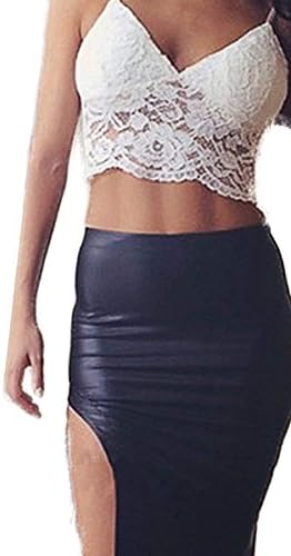 Finejo Women's Sleeveless V-Neck Lace Sexy Spaghetti Strap Tank Top W_M