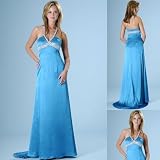 Formal Evening Gown. Peacock Stretch Charmeuse Halter Dress for Prom, Party, Wedding by Sean Collection (8837 )