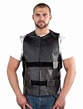 Mens Leather Motorcycle Bullet REPLICA Vest, Velcro Straps
