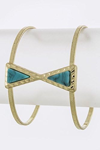 KARMAS CANVAS TRIANGLE ACRYLIC GEM ACCENT CUFF (Gold/Turquoise)