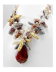 Mixed Colors Japanese silk cord Dyed Fresh Water Pearls Necklace