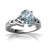 14K White Gold Oval Genuine Aquamarine Engagement Ring