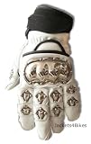 NEW SHORT LEATHER STEEL MOTORCYCLE BIKE GLOVES White