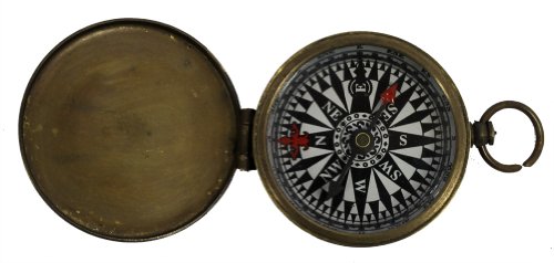 Antique Bronze Finish Hiking Pocket Compass with Cover