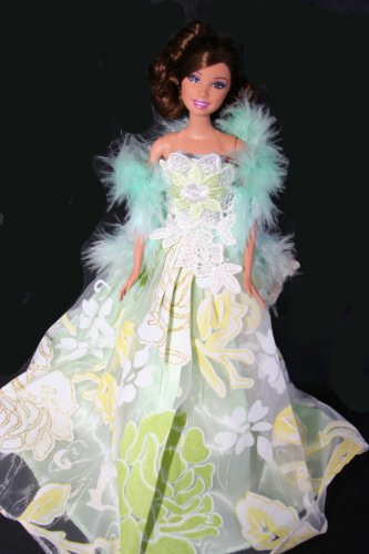Green Barbie Sized Doll Party Dress