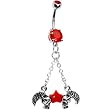 Ruby Red Gem Star Winged Skull Belly Ring
