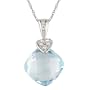 10K White Gold .025 ctw Diamond and Blue Topaz Pendant
