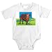 Onesie with water, buffalo, grass, animal, field
