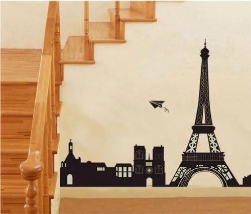 Salala Large I Love Paris Eiffel Tower Wall Decals Sticker for Kids Room Living Room