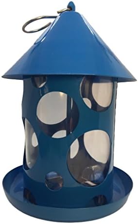 Pinebush Polka Dot Bird Feeder for Mixed Seeds or Suet Balls to Attract Chickadees, Nuthatches, Finches, Woodpeckers (Blue)