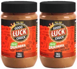Good Luck Chuck Spicy Sriracha Sunflower Seed Butter | 16-Ounce Plastic Jars (Pack of 2)
