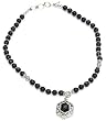Sterling Silver Jewelry Black Onyx Gemstone Necklace 18.50 inches (gnklc240)