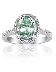 1.47ct Oval Green Amethyst & Vs Diamond Ring 14k Gold