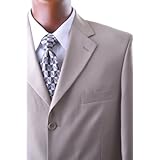 Men's Single Breasted 3 Button Tan Super 150's Wool Feel Dress Suit