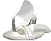 Winter White Wool Felt Hat with Feathers, Ribbon and Rhinestones