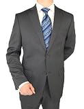 DKNY Donna Karan New York Men's Suit Two Button 2pc Notch Lapel Merino Wool Flat Front Pants Modern Business Suit Silver Gray (36 Short)
