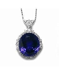 18K White Gold Tanzanite and Diamond Pendant -- LIFETIME WARRANTY