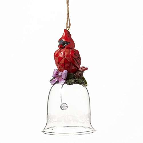 Jim Shore Heartwood Creek Cardinal Glass Bell Hanging Ornament