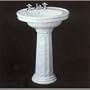 Bates and Bates Sinks M2125 Bates and Bates President Colonial Style Solid Natural Stone Pedestal Lavatory Rosa Salmon