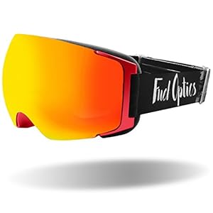 Fuel Optics High Performance Anit-Fog Ski and Snowboard Goggles with Magnetic Quick Change Lens | Helmet Compatible with Extra Long Adjustable Strap - Red