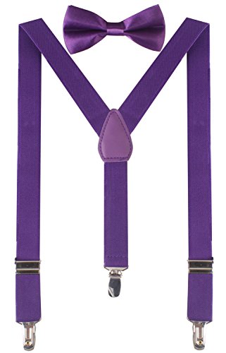 BODY STRENTH Bow Tie for Kids Child Suspender Pretied Bowtie and Suspenders Set